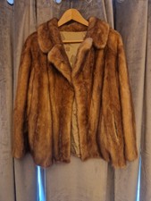 Vintage Mink Coat In Light Brown  With 2 X Side Pockets And Silk Lining