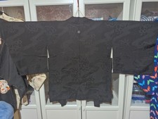 Haori66 Japanese Vintage Kimono Haori Jacket Black Kiku