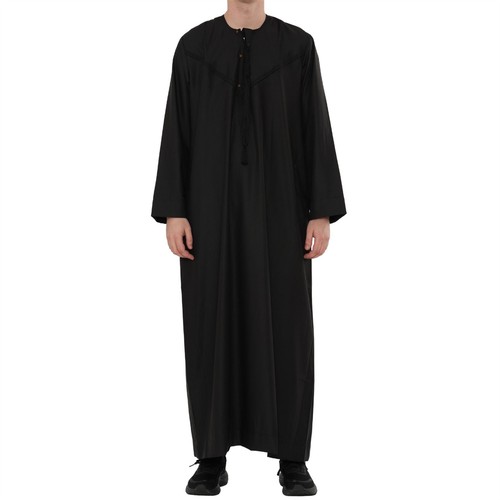 Men black tassel thobe - black,