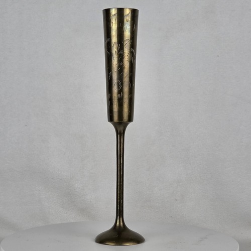 Vtg etched brass long stem - vtg,