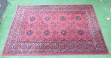 Vintage Bokhara Red Wool Rug Hand-Knotted Tribal Carpet 200x135cm Nomadic