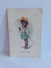 Antique Black Humour Postcard " Dis Am Fine " Posted 1916 -Little Darkies Series