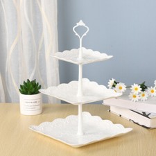 3 Tier Cake Stand Afternoon Tea Wedding Party Plates Tableware Embossed Tray Y