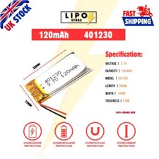 ⚡ 3.7V 401230 120mAh LiPo