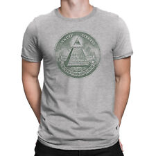 Illuminati Mason Masonic Pyramid Dollar Eye Ladies Mens  T-Shirt Hipster