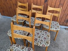 6X Dining Room Chairs Vintage Designer Chair Wood 60S Danish Modern