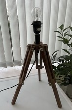 SMALL WOOD & METAL FOLDING LAMP BASE TRIPOD STYLE LEGS GWO