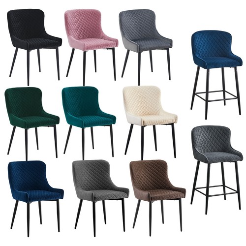 Bar stools velvet dining - velvet/pu,