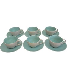 Poole England Tea Cup & Saucer Set in Light Blue White for Home Dining