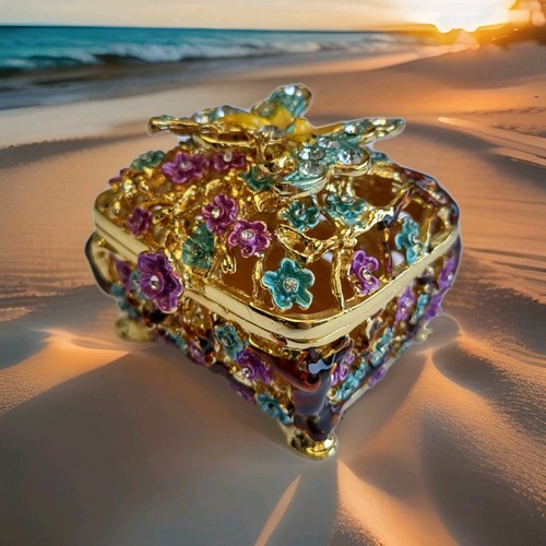 Flower butterfly trinket box - flower,