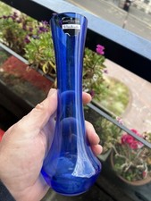 Small Dartington Cobalt Blue Bud / Stem Glass Vase