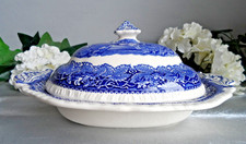 MASON'S IRONSTONE VISTA BLUE & WHITE LIDDED VEGETABLE TUREEN