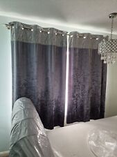 Next Silver Crushed Velvet Top Sequin Panel Eyelet Curtains 135x183(53x72")