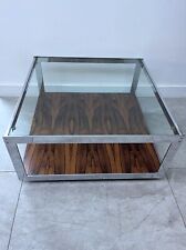MERROW ASSOCIATES ROSEWOOD AND CHOME COFFEE TABLE - vintage retro designer