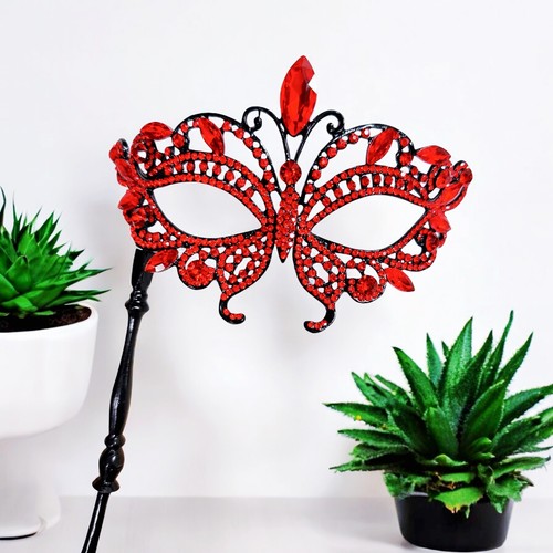 Red masquerade mask crystal - masquerade,