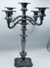 Early Gothic Silver Plate Candelabra 5 Stem Breaks Down To A Single Candle Stick