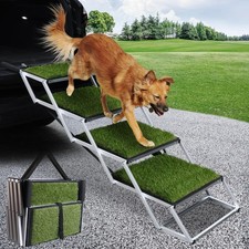 4-Step Pet Stairs For Auction Non-slip Artificial Turf Surface Green 