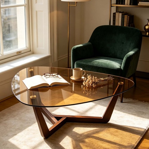 Tempered glass top - glass, coffee