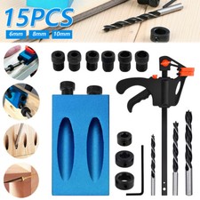 15Pcs Pocket Hole Jig Kit Woodworking Guide Oblique Drill Angle Hole Locator UK