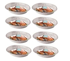 8 Large Oval Foil Roasting Tray Disposable Turkey Oven Dish Catering 46cm x 34cm