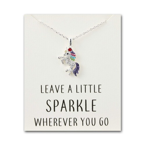 Crystal unicorn quote necklace - unicorn,