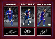 Messi Suarez Neymar BARCELONA Signed Pre-Print A4 Montage PHOTO Gift Print