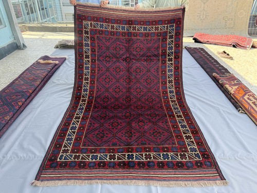 Hand knotted afghan baluchi - knotted,