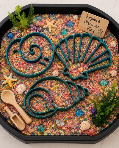 Seashell sensory play tray - sensory,