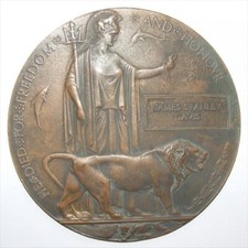 Death Penny Plaque WW1 JAMES STANLEY DAVIS Date Of Death 19/04/1918 Researched