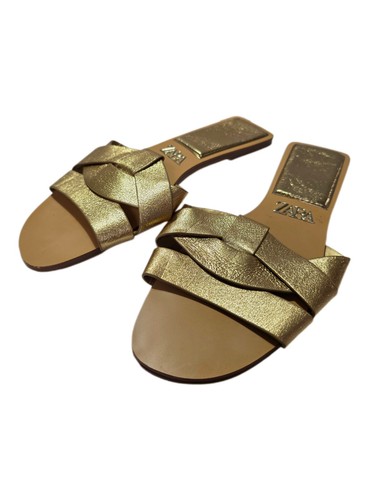 Zara gold slip sandals - zara, size