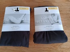 John Lewis Heat Generating Thermal Long Sleeve Top & Leggings  Black  Size 16-18