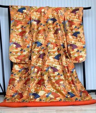 Orange Uchikake with Fan