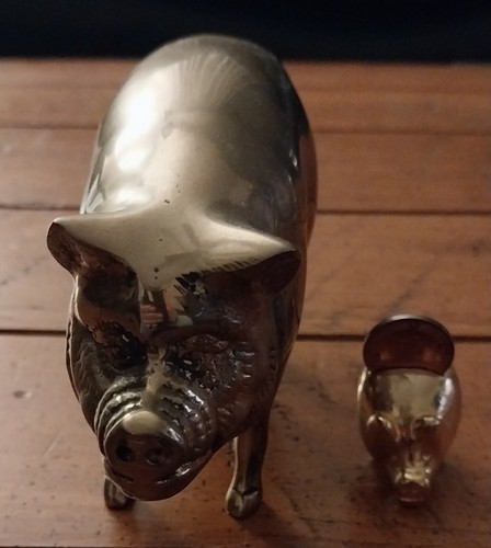 Vintage brass pig - pig, figurine