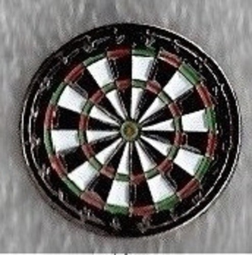 Dart board pin badge - ., coloured