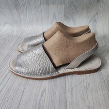 BNWOT WOMENS DUNE LONDON SILVER FAUX CROCODILE SKIN FLAT SUMMER SANDALS UK 8