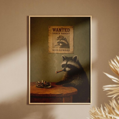 Wanted raccoon print funny - wanted,