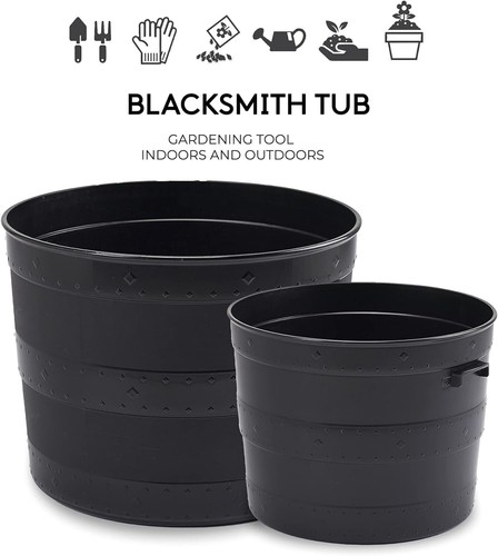 Black plastic planter plant - plastic,