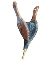 Vintage 15" Ornate Metal Studded Dark Wood and Leather Bellow Working Rare