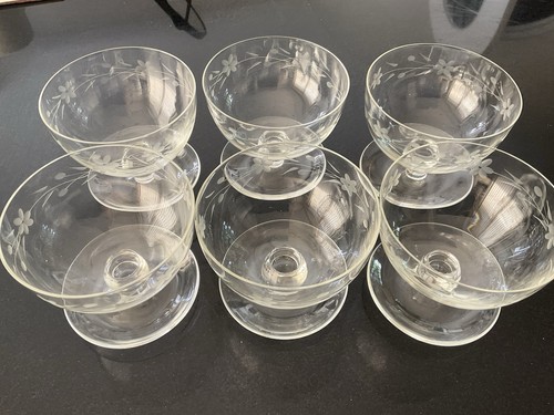 Six vintage glass - glass, sundae