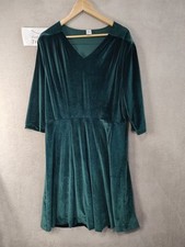 Cotton Traders Dress Velvet Velour Plus L 18 Dark Everglade Green Soft Cosy