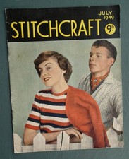 Vintage Stitchcraft magazine 1940s July 1949 original knitting patterns women's