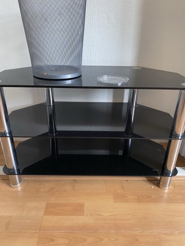 Black glass corner stand - black,