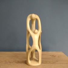 Soap stone 4 Person Family Unity Carving Sculpture Abstract Art Deco 8”