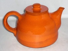 STUNNING VINTAGE RETRO HANDMADE POTTERY BRIGHT ORANGE TEAPOT