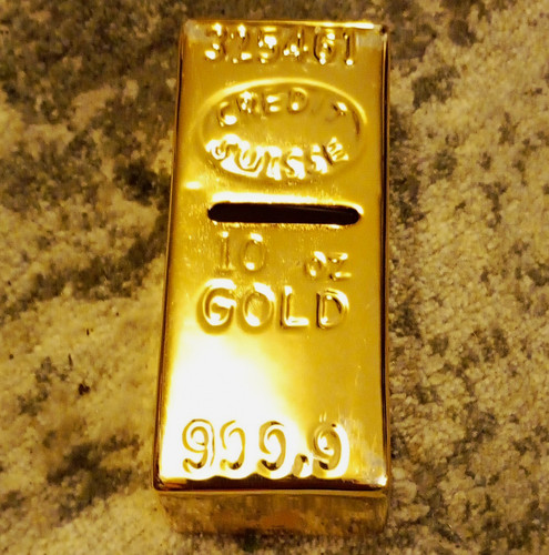 Gold bar shape moneyboxes - gold,