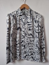 Vintage 80s Power Dressing Floaty Blouse Top Size 12 Shoulder Pad 