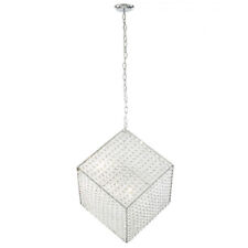 Litecraft Ceiling Pendant Crystal Effect Cube Shaded 6 Light - Chrome Clearance 