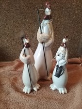 Three Farming Gardening Chicken Ornaments
