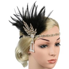 1920s Headband Natural Feather Bridal Great Gatsby 20s 20's Flapper Headpiece