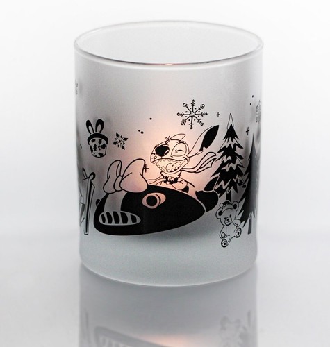 Stitch christmas glass candle - stitch,